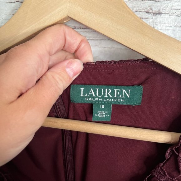 Lauren Ralph Lauren purple floral lace dress midi size 12 - Picture 5 of 10